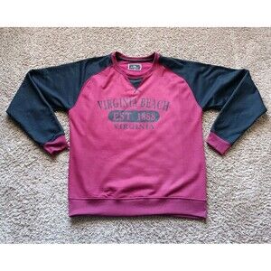 Virginia Beach Sweatshirt Men's Size Large Burgundy Black Reverse Weave Shirt